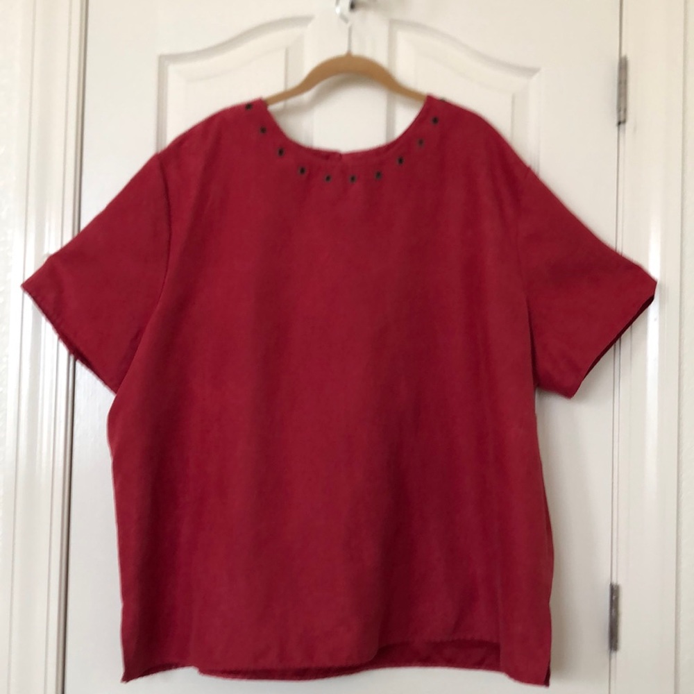 Maggie Sweet Woman’s 4X Red Blouse Short Sleeve